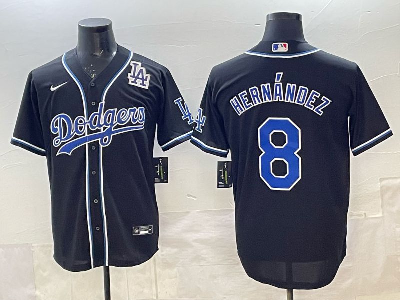 Men 2025 Nike Los Angeles Dodgers #8 Hernandez Black MLB Jersey style 0014